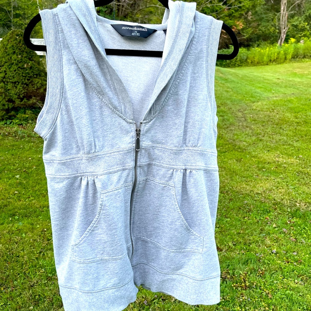 NormaKamali Heather Gray Hoodie Jacket Sleeveless Large
